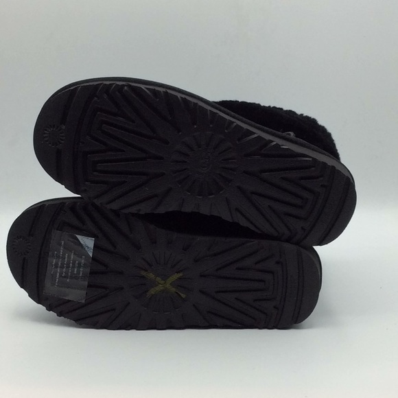 UGG Fluff Mini Black Graphic Quilted Suede Boots - Picture 4 of 6